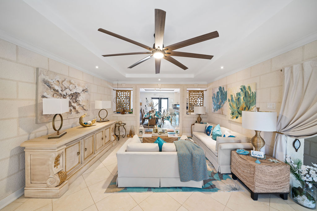 Hidden Gem living room with linen curtains