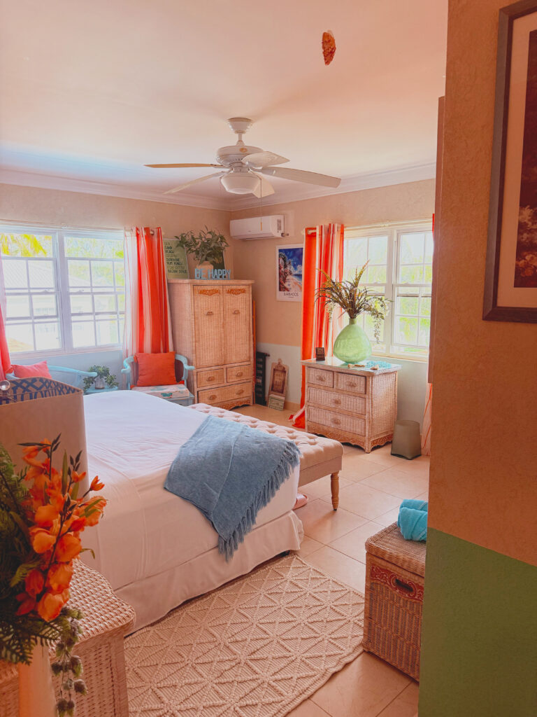 The Tropical Room at Hidden Gem Barbados, a bright bedroom in island colours